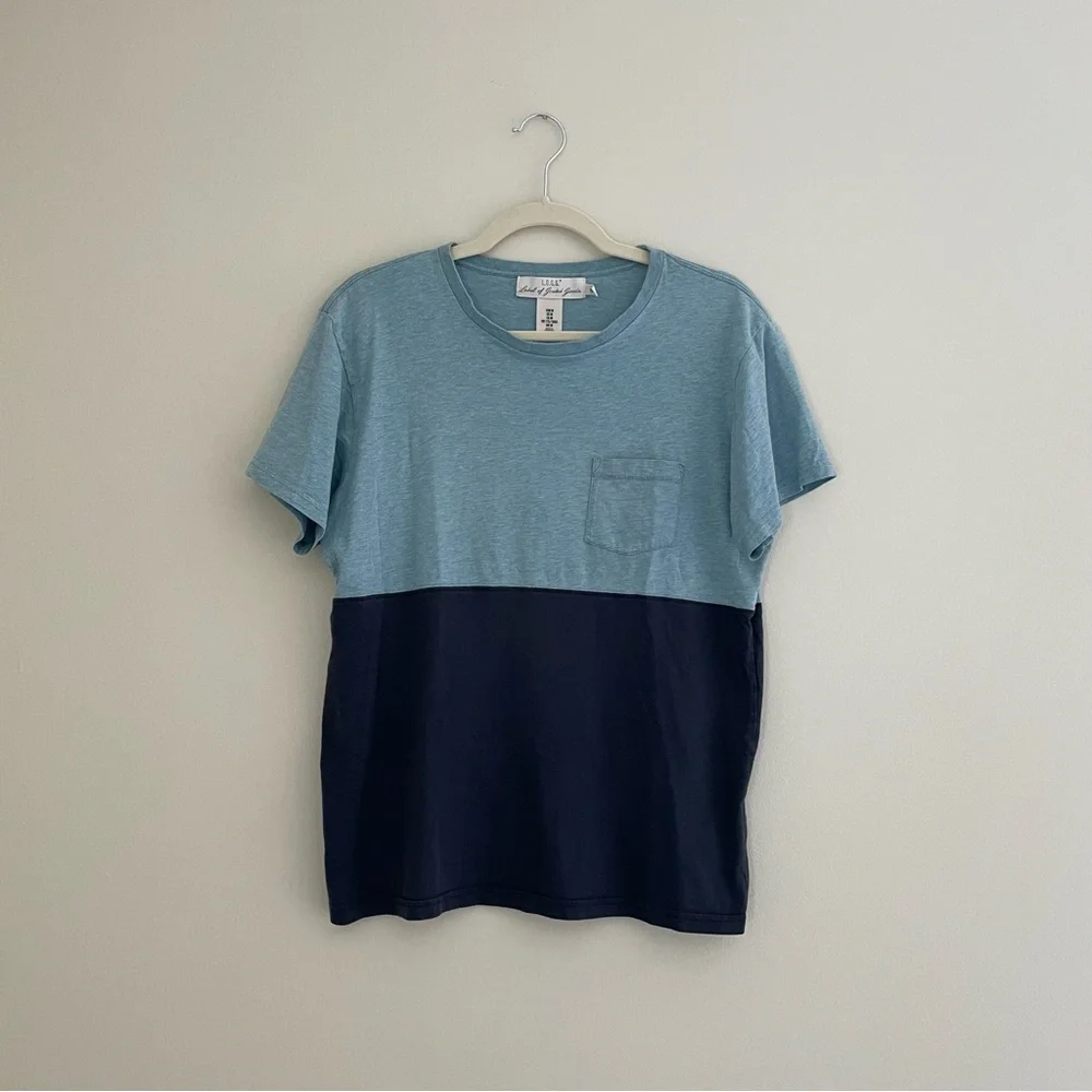 Blue Colorblock Short Sleeve Tee with Pocket - Picture 1 of 3
